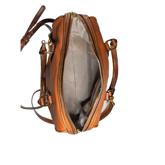 Dooney & Bourke All Leather Weather 3.0 Barrel Satchel 28 in Caramel. - Picture 4 of 7